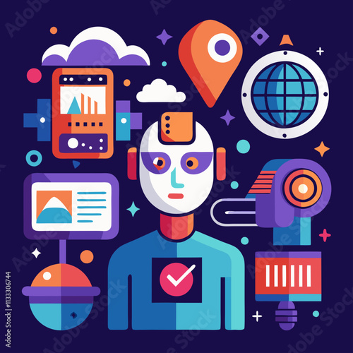 robot and illustration