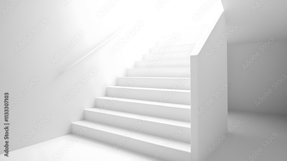 custom made wallpaper toronto digital24. A staircase with alternating white and light gray steps, set against a stark white background