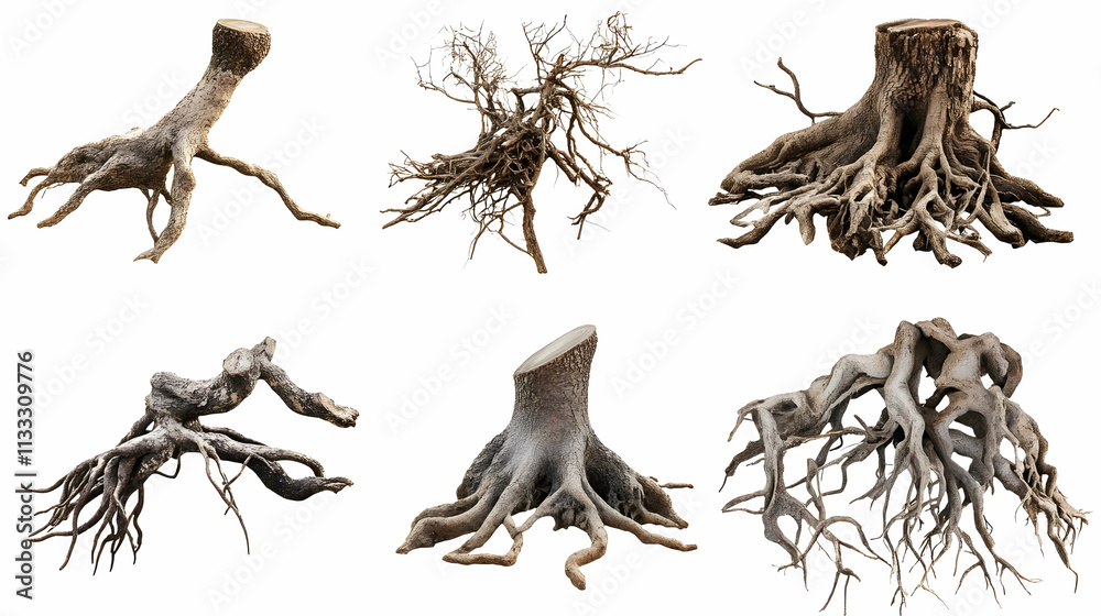 Fototapeta premium tree rootson isolated on a white background