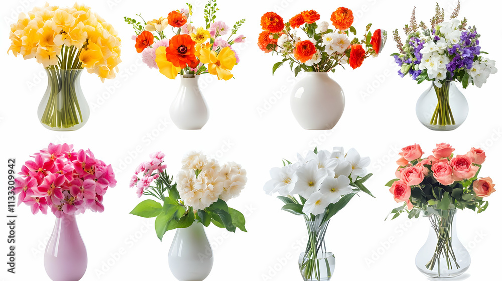 Obraz premium flowers in vaseon isolated on a white background