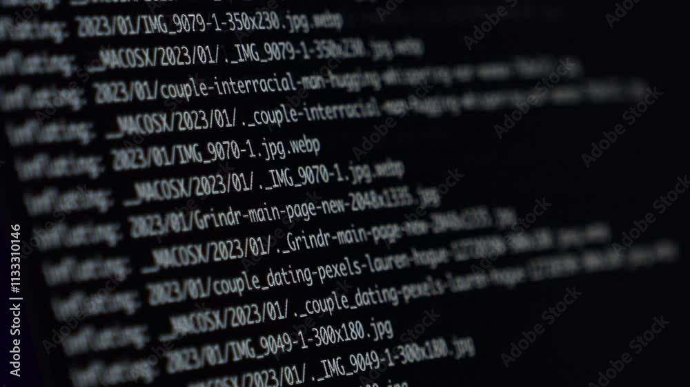 lines of code moving rapidly on a dark screen with a zoom effect, creating a dynamic and immersive programming visualization