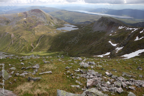 Ascent path to Binnein Mor and Na Gruagaichean -  View towards Glen Nevis and water of Nevis valley - Mamores - Highlands - Scotland - UK photo