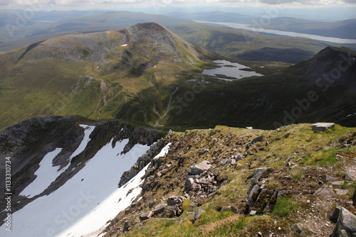 Ascent path to Binnein Mor and Na Gruagaichean -  View towards Glen Nevis and water of Nevis valley - Mamores - Highlands - Scotland - UK photo