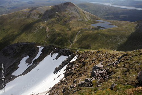 Ascent path to Binnein Mor and Na Gruagaichean -  View towards Glen Nevis and water of Nevis valley - Mamores - Highlands - Scotland - UK photo