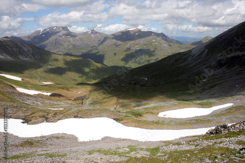Ascent path to Binnein Mor and Na Gruagaichean -  View towards Glen Nevis and water of Nevis valley - Mamores - Highlands - Scotland - UK photo