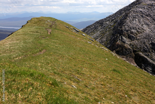 Ascent path to Binnein Mor and Na Gruagaichean -  View towards Glen Nevis and water of Nevis valley - Mamores - Highlands - Scotland - UK photo