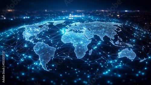 Global Digital Connectivity Visualized A Nighttime View of a Networked Earth Science Concept Technology Environment Futuristic Perspective