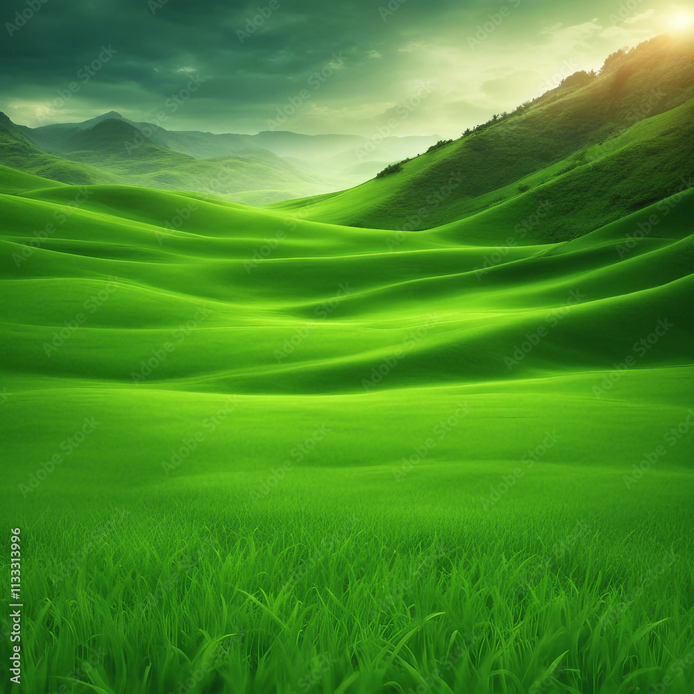 Obraz premium green grass landscape background