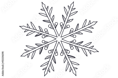 Elegant Snowflake Isolated on White Background Perfect Winter Design