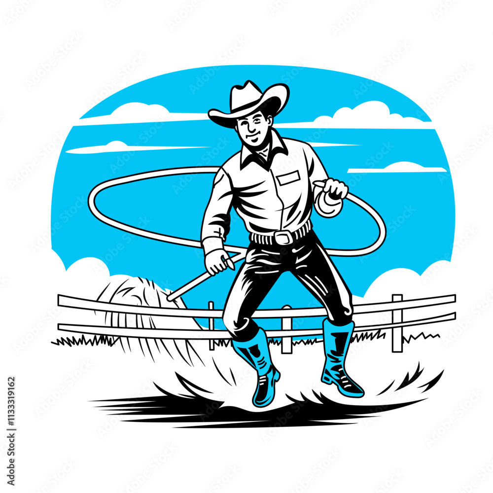 Obraz premium A sketchy illustration of cowboy challenge