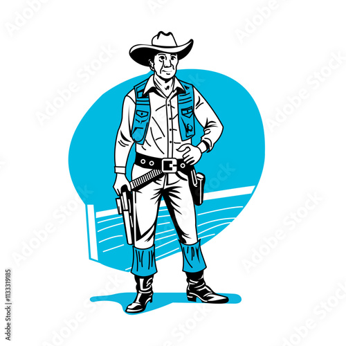 A vintage illustration of cowboy costume