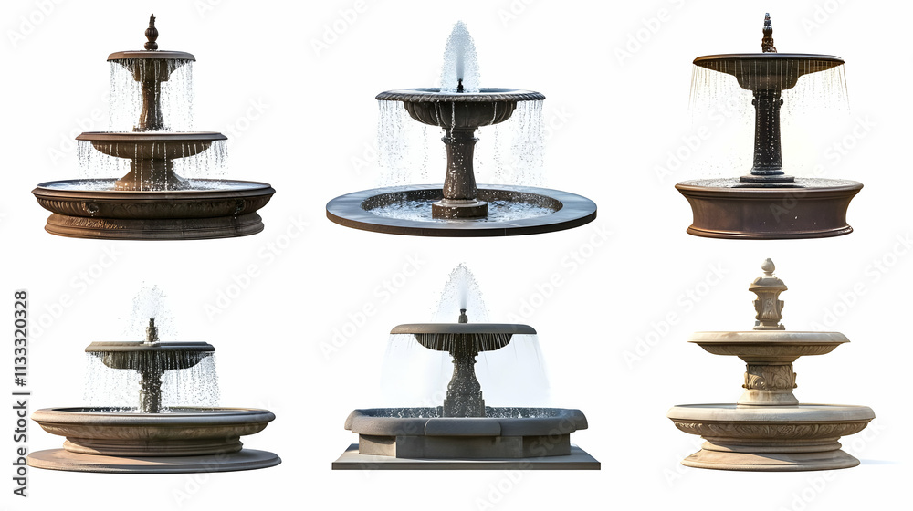 water fountainon isolated on a white background water fountainon isolated on a white background