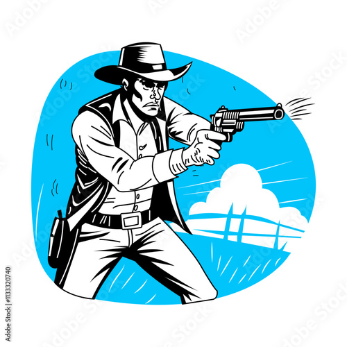 A sketchy illustration of cowboy weapon