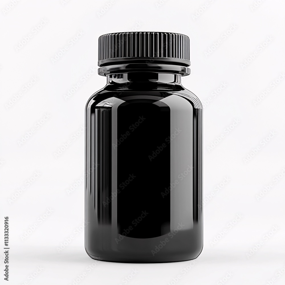 Fototapeta premium Black supplement bottle for medicine