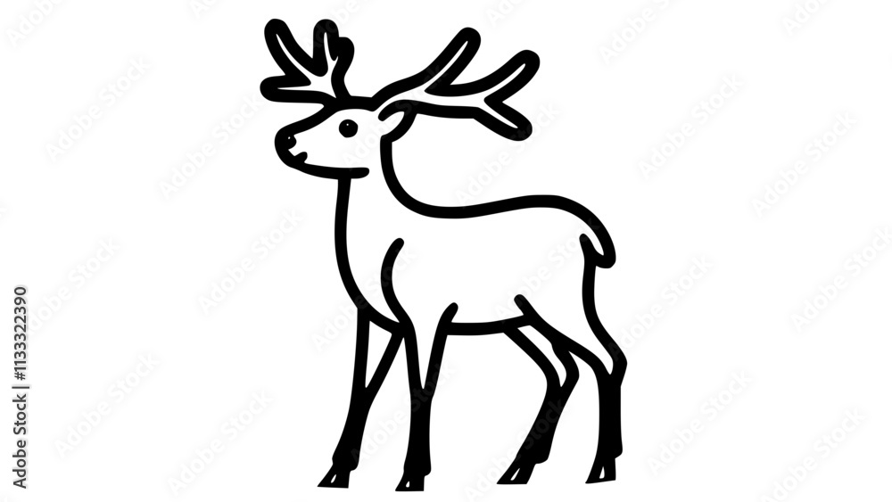 Fototapeta premium Playful deer icon on white