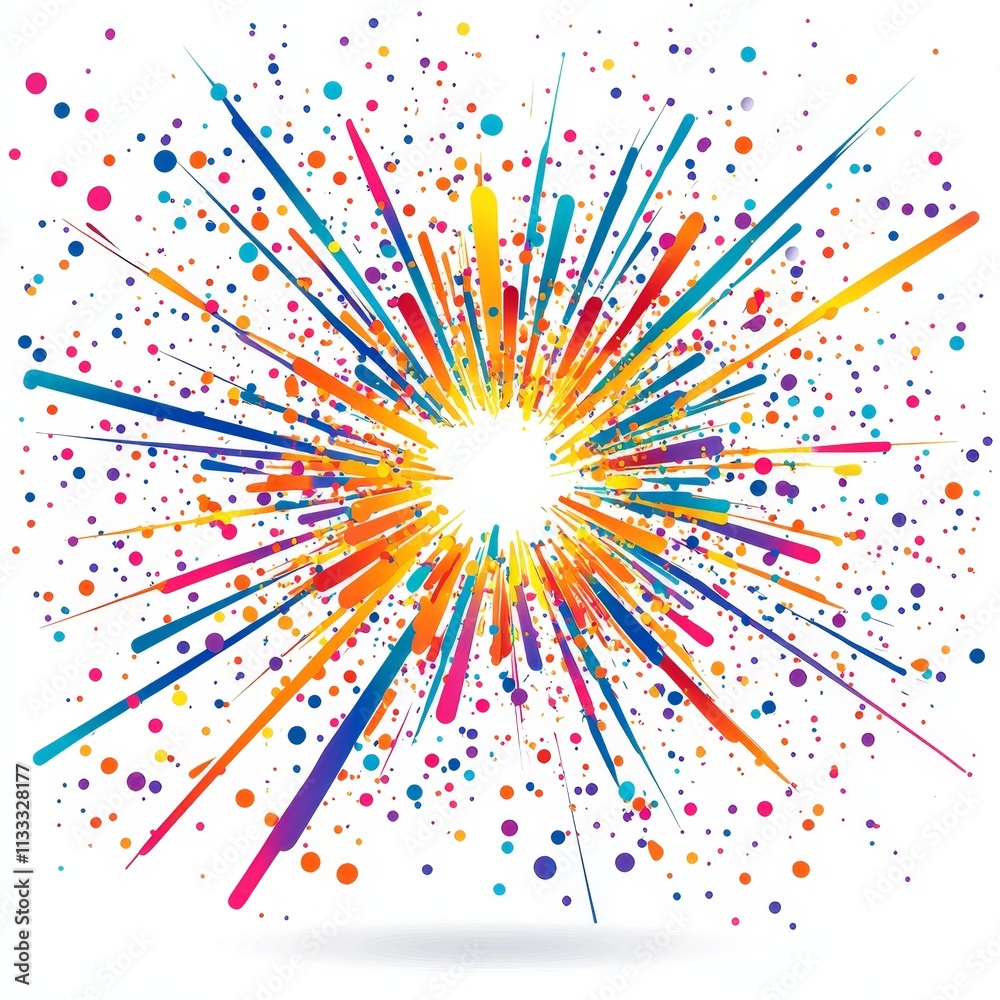 A vibrant burst of colors radiating from a central point, creating an explosive effect. A vibrant burst of colors radiating from a central point, creating an explosive effect.