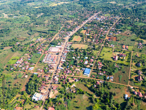 aerial view of the city, Laongam District, Salavanh Province, Laos photo