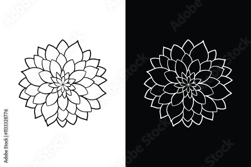 Elegant Daisy Chrysanthemum. Stunning Line Art for Decorative Flair