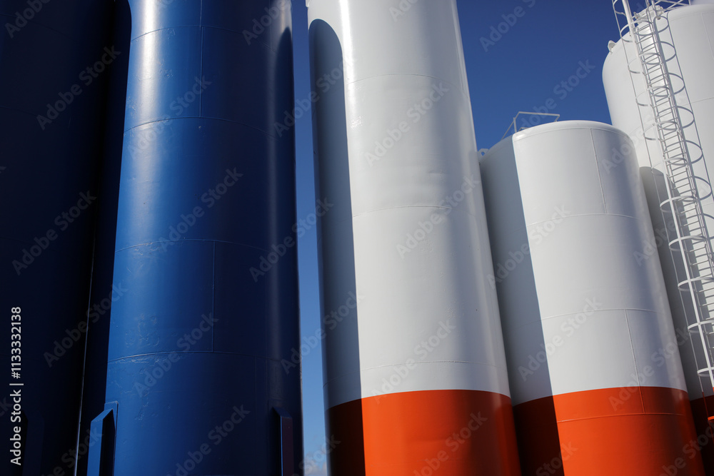 Line of gas tanks - Waterloo quay - Aberdeen harbour - Aberdeen city - Scotland - UK