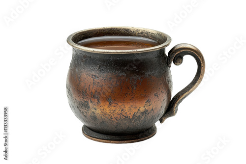 Simple Medieval Pewter Drinking Cup with Isolated Handle with isolated on transparent background photo