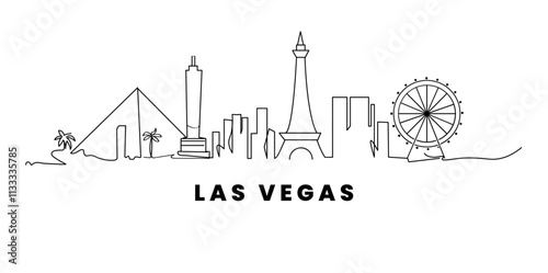 Line drawing of the Las Vegas city skyline, United States