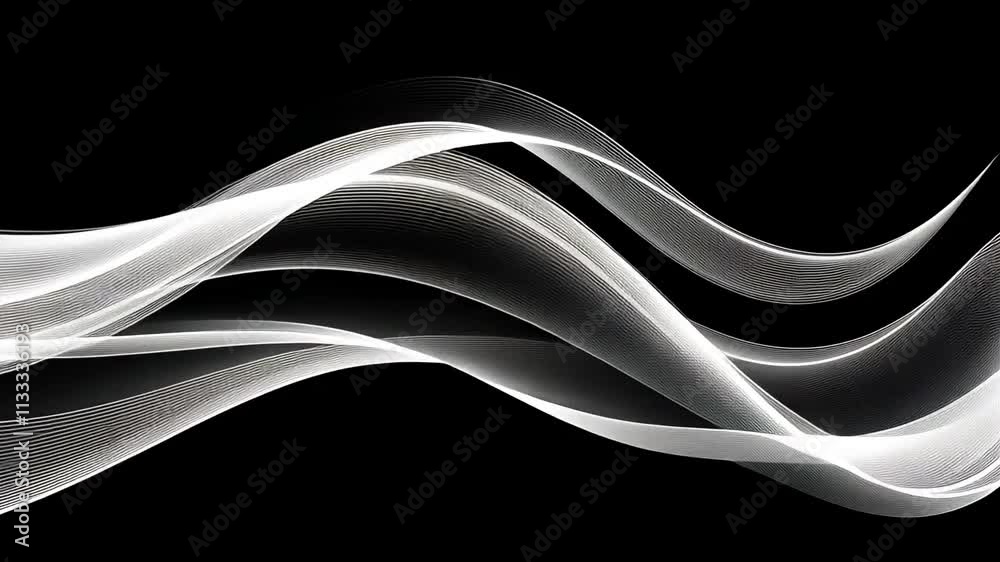 Cartoonish wind gusts flowing in curves with animated motion lines