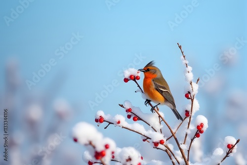 Winter Bird and Berries