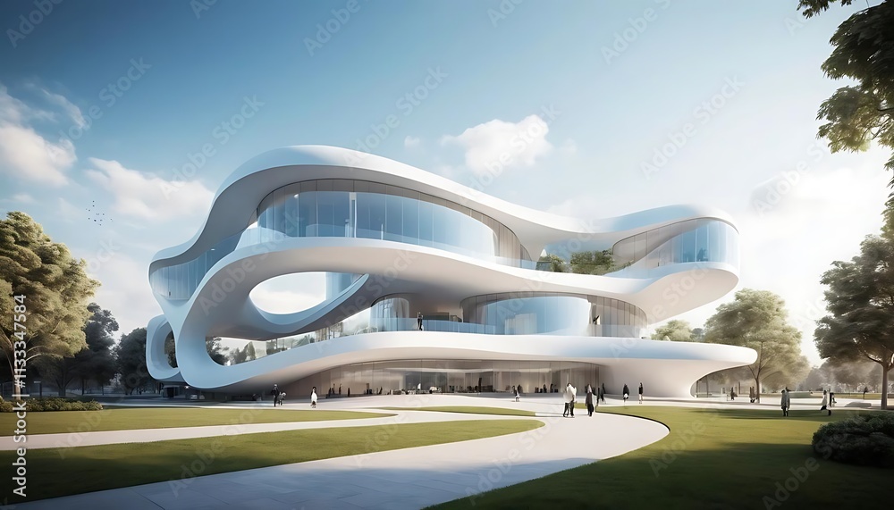 Fototapeta premium A Futuristic Curved Architectural Masterpiece