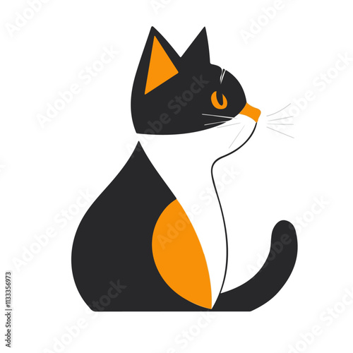 Minimalist flat illustration of a cat, featuring a clean design isolated on a white background.

