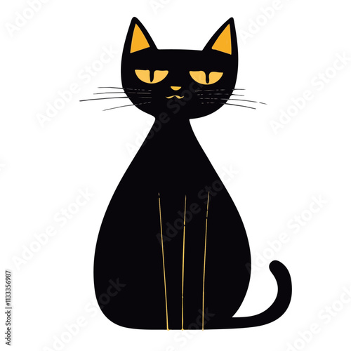 Minimalist flat illustration of a cat, featuring a clean design isolated on a white background.

