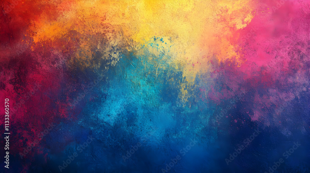 Fototapeta premium Vibrant abstract art featuring a blend of blues, reds, and yellows. The texture is rough and the colors are intense.