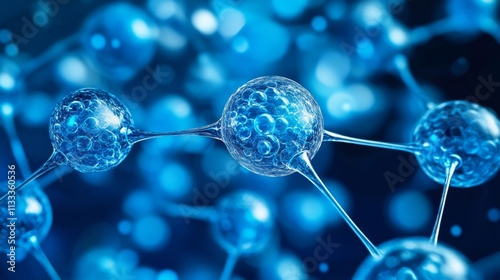 Wallpaper Mural Intricate molecular network with glowing spheres and connecting rods, rendered in vivid blue tones. Perfect for scientific, medical, and high-tech applications.. AI Generation. AI Generation Torontodigital.ca