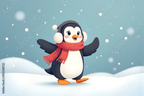 Playful Penguin in Winter Wonderland