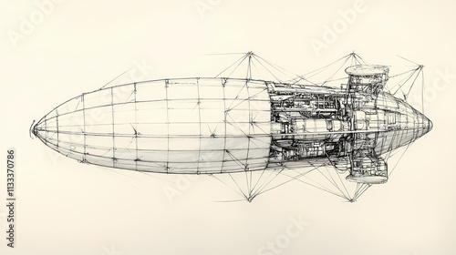 detailed pencil sketch airship photo