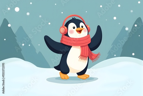 Penguin Grooving to Winter Beats