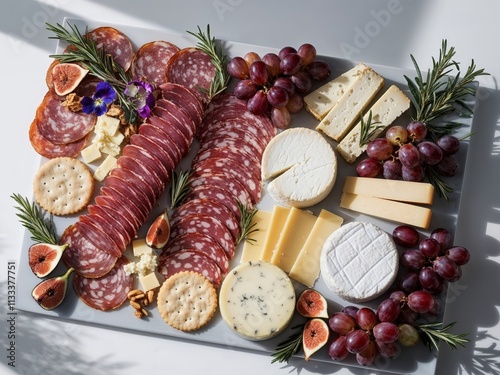 Gourmet Charcuterie Board with Variety of Meats and Cheeses photo