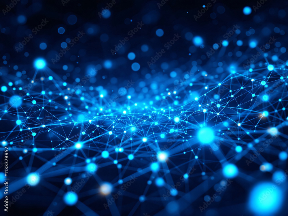 Fototapeta premium Network, Connections, Glowing, Dots, Lines, Nodes, Digital, Technology, Web, Internet, Data, Communication, Futuristic, Abstract, Cyberspace, Neon, Bright, Dark Background, High-Tech, Modern, 