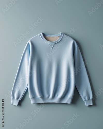 Casual blue sweatshirt mockup on blue background