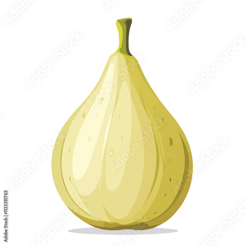 Minimalist flat illustration of a fig, featuring a clean design isolated on a white background.


