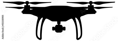 black silhouette drone or unmanned aerial vehicle without background