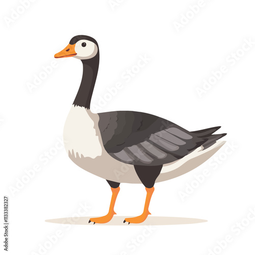 Minimalist flat illustration of a goose, featuring a clean design isolated on a white background.

