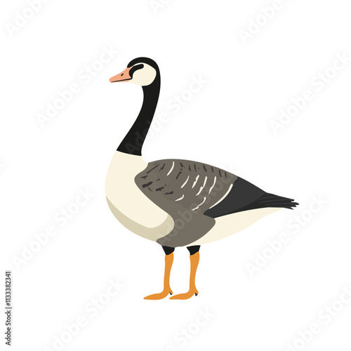 Minimalist flat illustration of a goose, featuring a clean design isolated on a white background.

