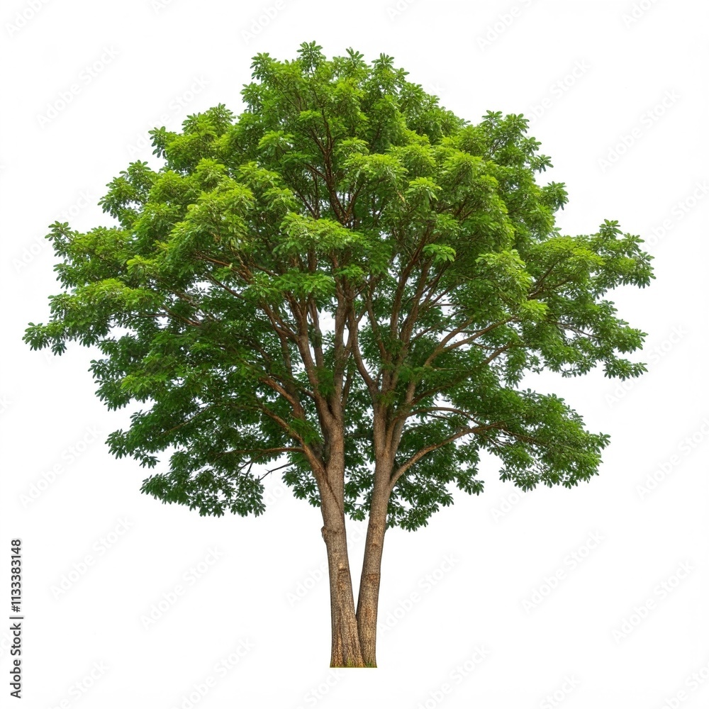 Obraz premium Isolate forest or trees in the middle, nothing else, studio photo, white background, high detail, no shadow, Tree isolated on white background. Tropical tree isolated for design, advertising