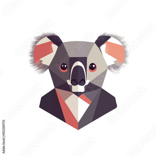 Minimalist flat illustration of a koala, featuring a clean design isolated on a white background.

