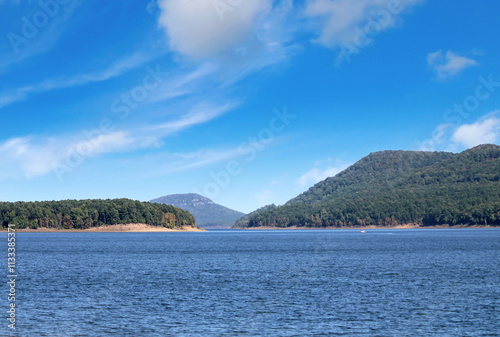 Lake and mountains at Greers Ferry Lake in AR