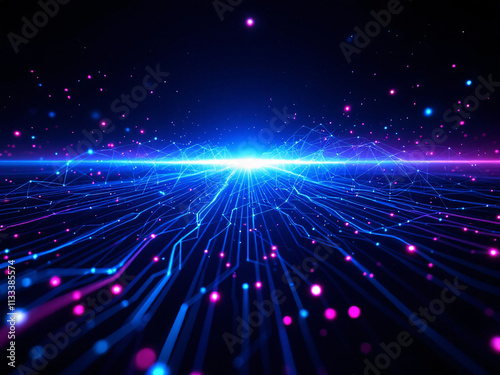 Network, Connections, Glowing, Dots, Lines, Nodes, Digital, Technology, Futuristic, Web, Internet, Data, Information, Cyberspace, Abstract, Background, Neon, Bright, Dark, Contrast, Modern, Innovative