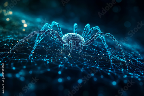 Advanced digital spider depicting cybersecurity threats and malware detection photo