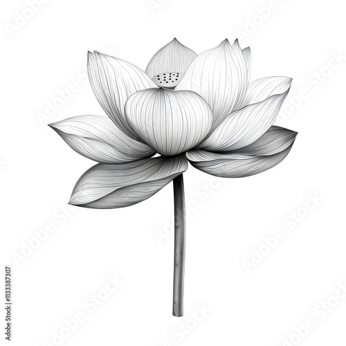 Black and Png lotus flower isolated on a pure transparent background showcasing delicate petals and serene beauty, black and Png lotus flowerisolated on transparent background photo