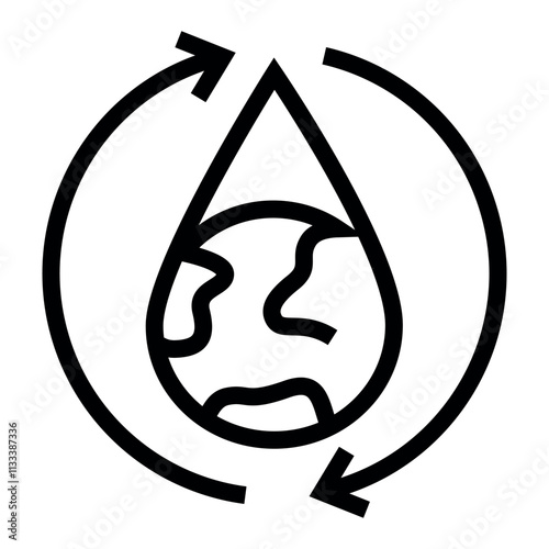 Water Efficiency line black icon. Vector isolated button.