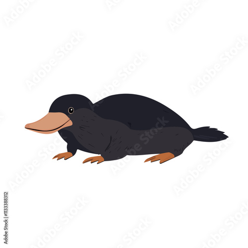 Minimalist flat illustration of a platypus, featuring a clean design isolated on a white background.

